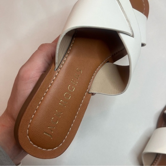 Jack Rogers Classic White Leather Sloane Slotted X Band Slip On Sandals Size 6M - Picture 7 of 16